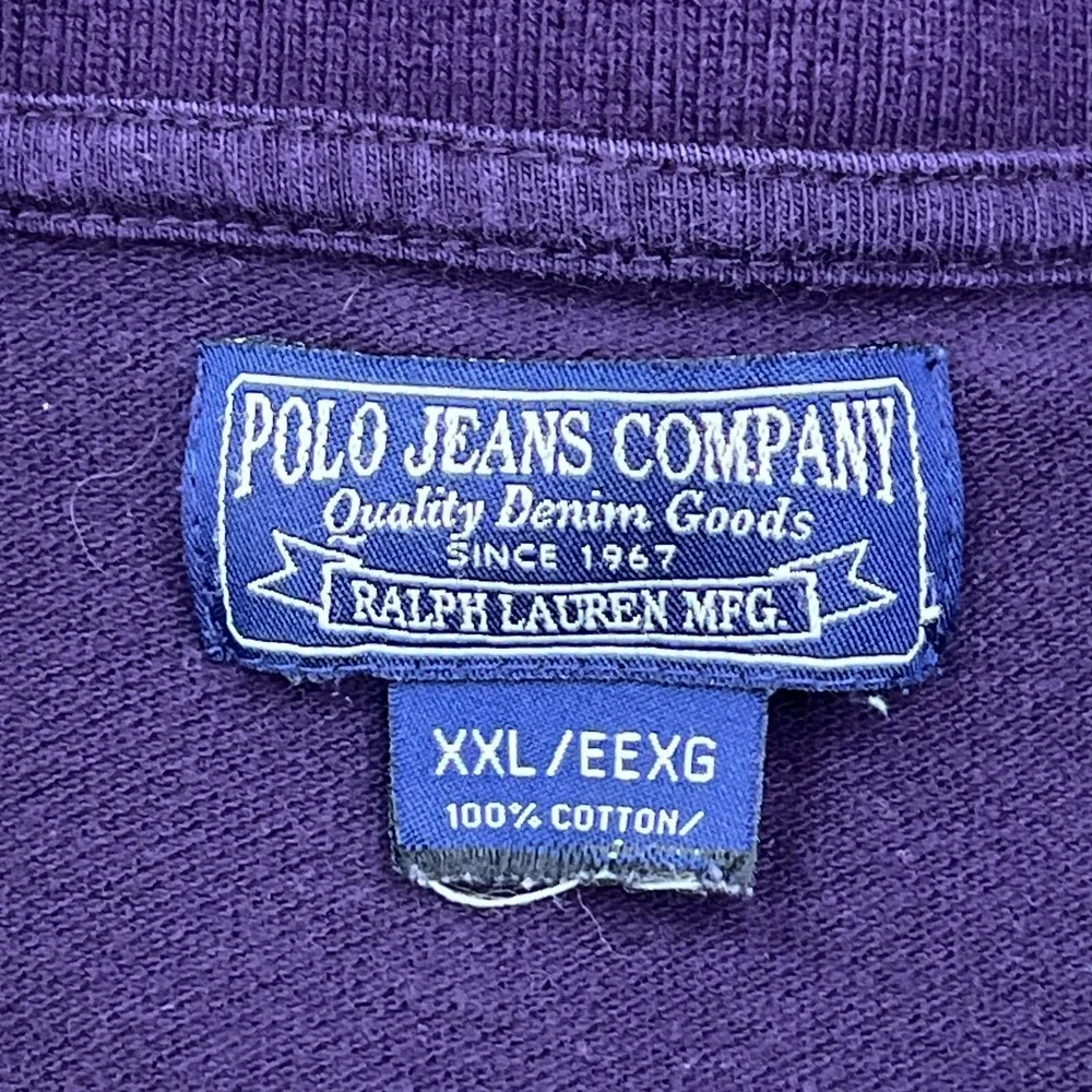 Polo‎ Jeans Co Knit Oxford Button Polo Shirt Mens XXL Purple Flag Logo Collared